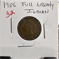 1906 FULL LIBERTY INDIAN HEAD PENNY CENT