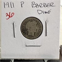 1911 BARBER SILVER DIME