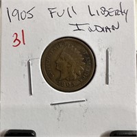 1905 FULL LIBERTY INDIAN HEAD PENNY CENT