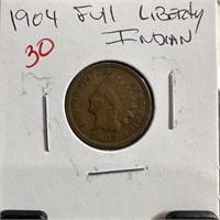 1904 FULL LIBERTY INDIAN HEAD PENNY CENT