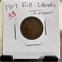 1907 FULL LIBERTY INDIAN HEAD PENNY CENT