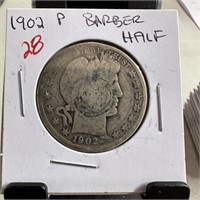 1902 BARBER SILVER HALF DOLLAR