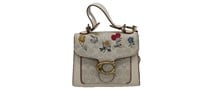 Coach White Leather Flower Embroidered Purse