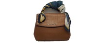 MK Brown Leather Half-Flap Scarf Handle Bag
