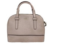 Light Pink Textured Leather Top Handle Satchel Bag