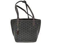 Black & Gray Leather Small Tote Bag