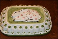 Hand-painted rabbit dish