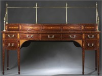 George III style mahogany serpentine sideboard.