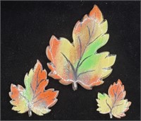 Colorful Enamel on Copper Graduated Leaf Brooches