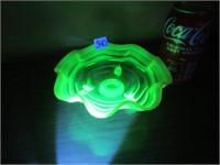 uranium glass footed dish