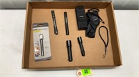 Lot of assorted flashlights and cases