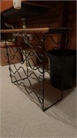 Metal wine rack with wooden top