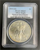 2014 US Silver Eagle $1 S PCGS MS 69