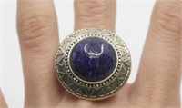 STERLING SILVER RING W/ SODALITE INSERT