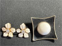 Vintage Marvella brooch & Austria earring with