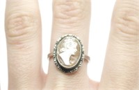 800 SILVER CAMEO RING SIZE 7