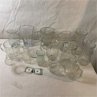 Clear Glass Pitcher and Vase Lot- 15 pc. (in #51)