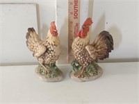 vtg porcelain rooster & hen figures