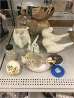 Small Swan Planters, Bird Figurines, Painted Egg