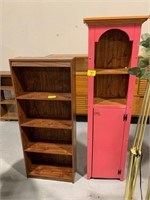 6FT TALL PINK PAINTED WOODEN CABINET, 5FT TALL