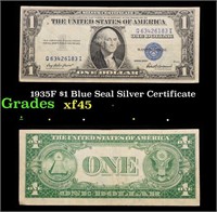 1935F $1 Blue Seal Silver Certificate Grades xf+