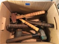 Box of Hammers, Mallets, & Vintage Mini Sledge