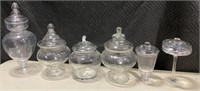 6 Glass Apothecary Jars w/Lids