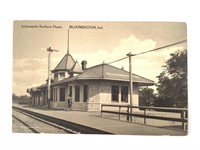Postcard, Indianapolis S. Depot Bloomington IN Sta