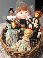 Vintage Basket Full of Dolls