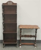5 shelf mahogany bookshelf with open work - 53"