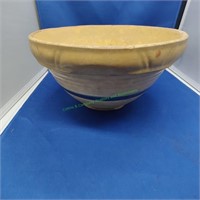 Yellow Stoneware Bowl W/Blue Stripe #9