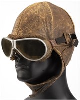 WWI-Era Flight Helmet and Goggles