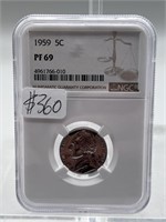 1959 NCG PF69 Proof Jefferson Nickel