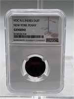 Voc N.E. Indies Duit NGC Genuine New York Penny