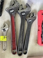 4 crescent wrenches (1) 10", (2) 12", (1) 6"
