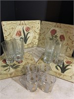 PLACE MATS AND 8 GLASSES