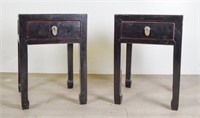 Pair of Asian Style Black-painted Side Tables