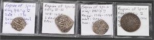 4- EMPIRE OF SPAIN SILVER COINS1556-1746