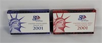 (2) 2001 U S Mint Proof Coin Sets, 1 Is Silver