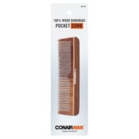 New Conair Man Hand Cut 100% Wooden Pocket Comb