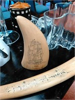 Choice of 2 faux ivory carved tusks