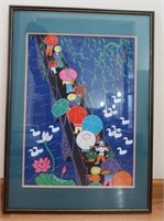 Framed Handpainted Oriental Picture 28.5x20
