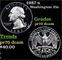 Proof 1987-s Washington Quarter 25c Grades GEM++ P