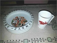 German child's dish, Scotty mug & vintage bonnets