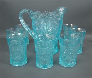 Imperial IG Ice Blue 9 Pc Tiger Lily Water Set