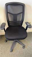 Office Chair, black mesh back, upholstered seat,