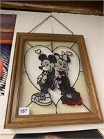 MICKEY MOUSE AND MINNEY MOUSE WINDOW 13.5" X 16"