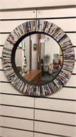 ROUND MIRROR WITH FOLDED PAPER TRIM, 22”