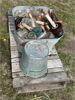 Vintage insulators, Aluminum pail