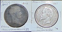 1805? France 5 Francs. 1867 France 5 Francs Silver